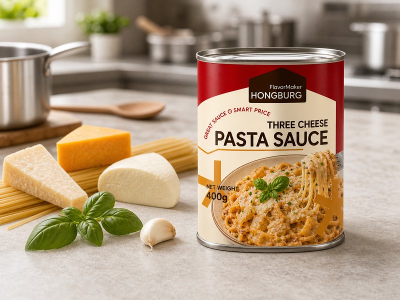 Hiru gazta pasta saltsa krematsua sukaldatzeko eta otorduak prestatzeko